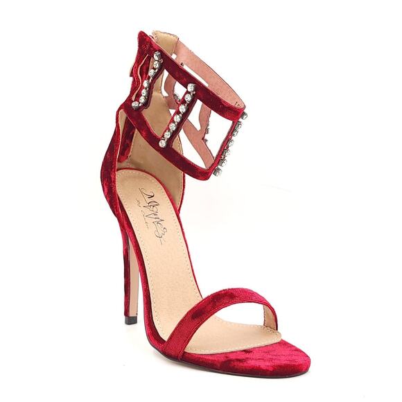 Money By Cookie Women Stiletto Heel Ankle Strap Sandals Size US 7 Wine Red - Picture 1 of 5